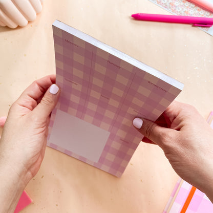 Berry Gingham Weekly Planner Notepad - Half-letter