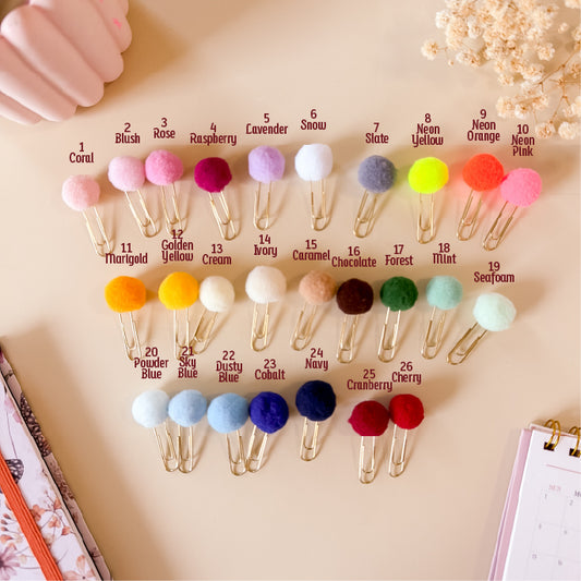 Plush Pom Pom Paper Clips (Set of 2)